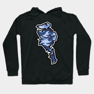 Quadra Island Silhouette in Blue Camouflage - Army Camo Pattern - Quadra Island Hoodie